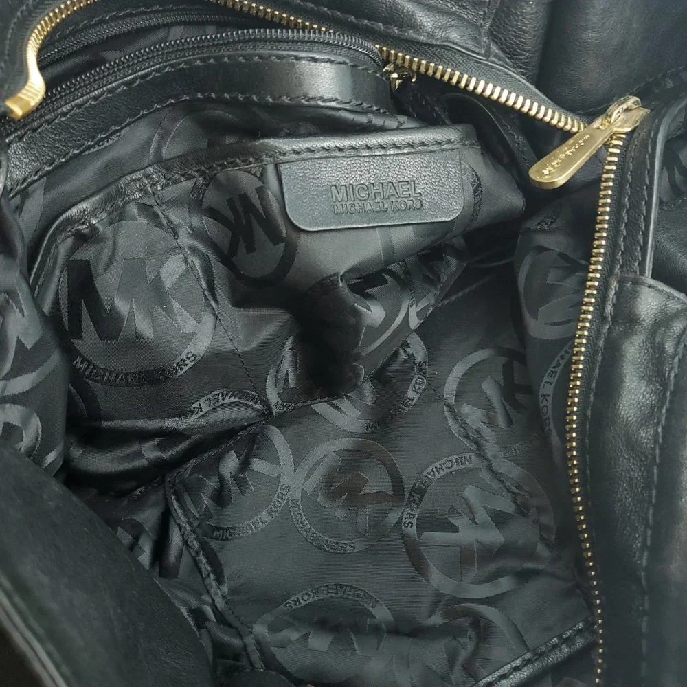 Michael Kors Womens Black Leather Double Handles Shoulder Handbag Purse